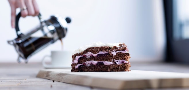 Ein dänischer Kuchen und Kaffee